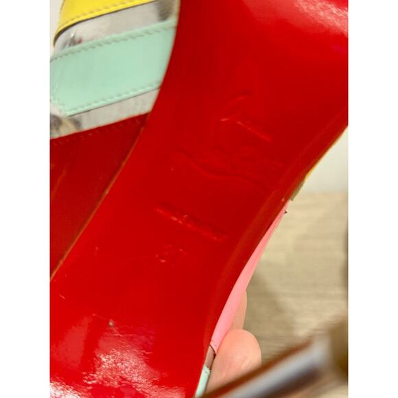 NWOT Christian Louboutin Explotek 100 Zigzag Metallic Leather Pumps Multi US 7 - Picture 8 of 10